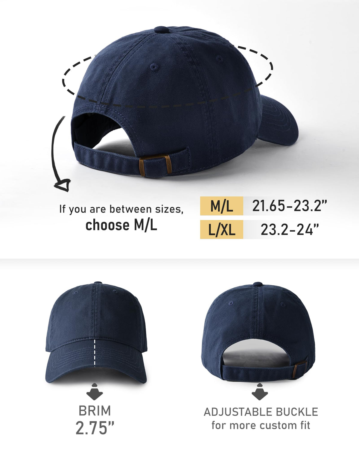 FURTALK Unisex Vintage Unstructured Baseball Cap Washed Cotton Dad Hat | 100% Cotton, Adjustable Buckle, Lightweight, Breathable, Box Package, Outdoor Caps