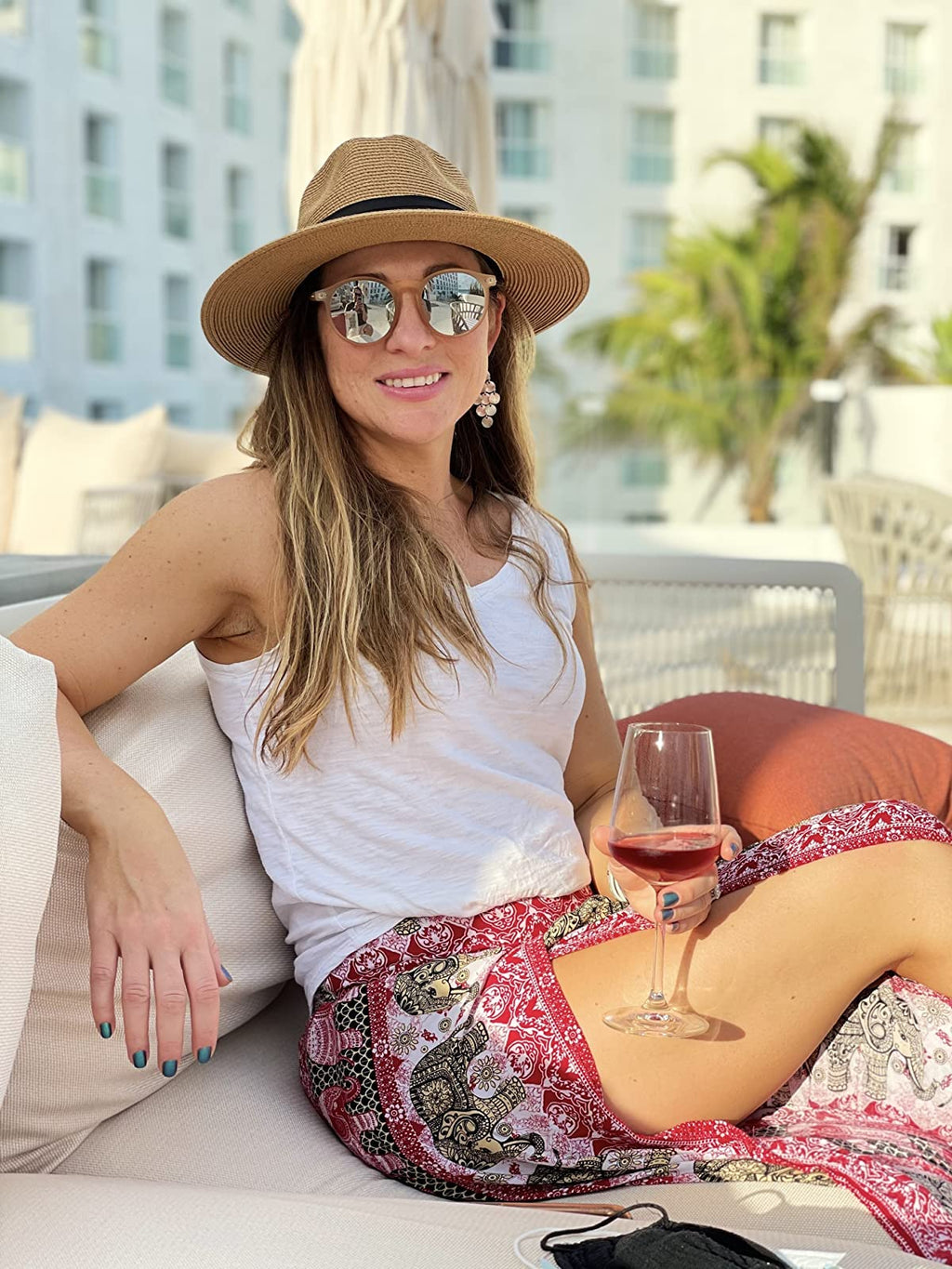 FURTALK Womens Mens Wide Brim Straw Panama Hat Fedora Summer Beach Sun Hat | Breathable Paper Straw, Classic Ribbon Trim, UPF Protection, Adjustable Band Inside, Chin Strap for Gusty Winds