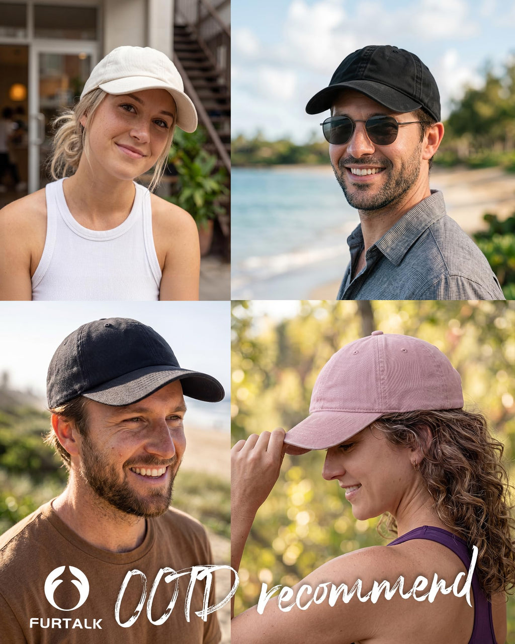 FURTALK Unisex Vintage Unstructured Baseball Cap Washed Cotton Dad Hat | 100% Cotton, Adjustable Buckle, Lightweight, Breathable, Box Package, Outdoor Caps