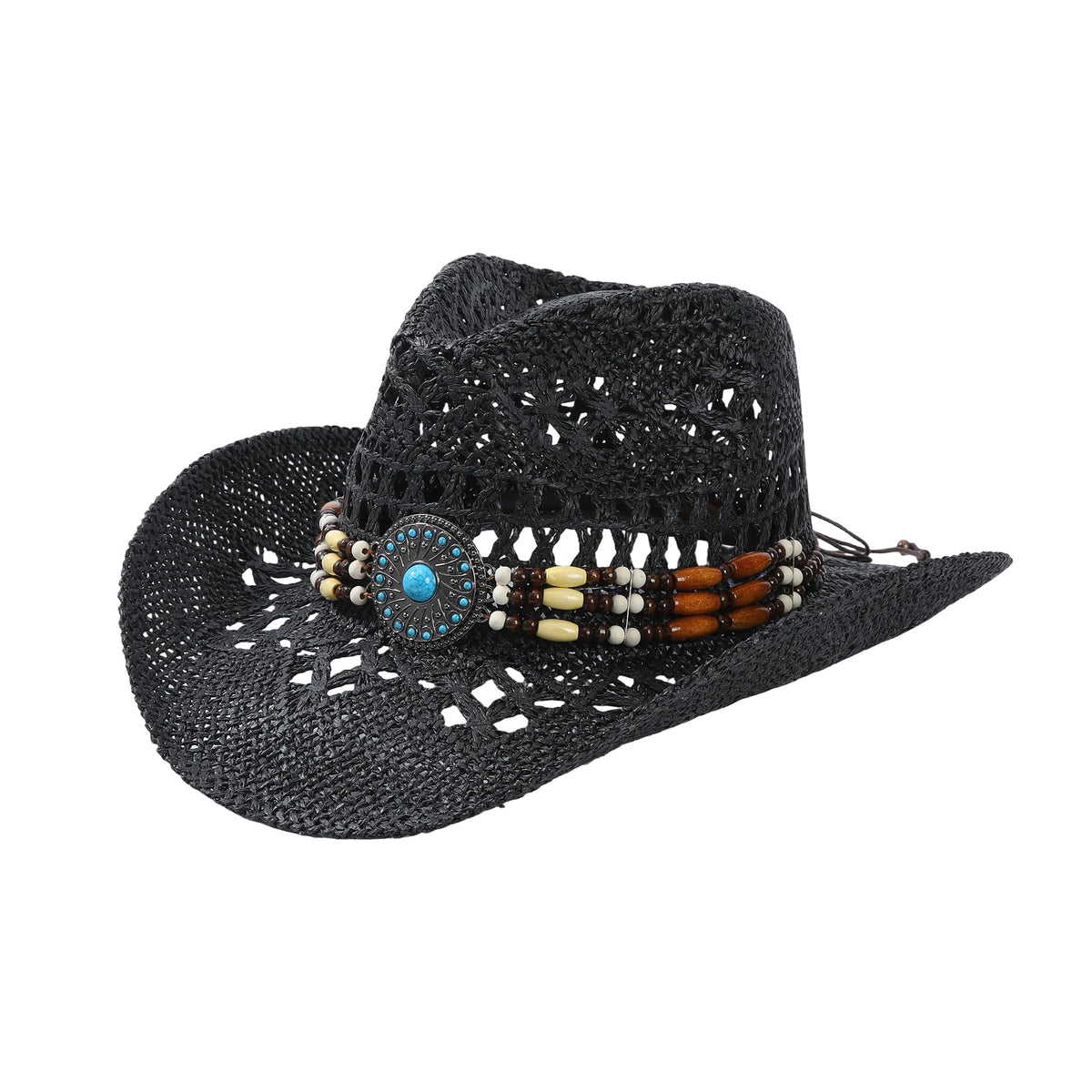 WOOH Cowboy Hats for Women and Men, Straw Cowgirl Hat with Wide Brim, Shapeable Brim and Adjustable Chin Strap for Rodeo