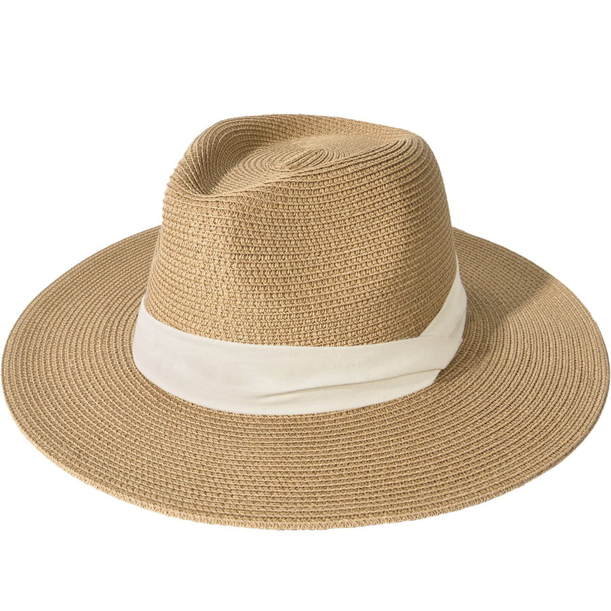 FURTALK Womens Mens Wide Brim Straw Panama Hat Fedora Summer Beach Sun Hat | Breathable Paper Straw, Classic Ribbon Trim, UPF Protection, Adjustable Band Inside, Chin Strap for Gusty Winds