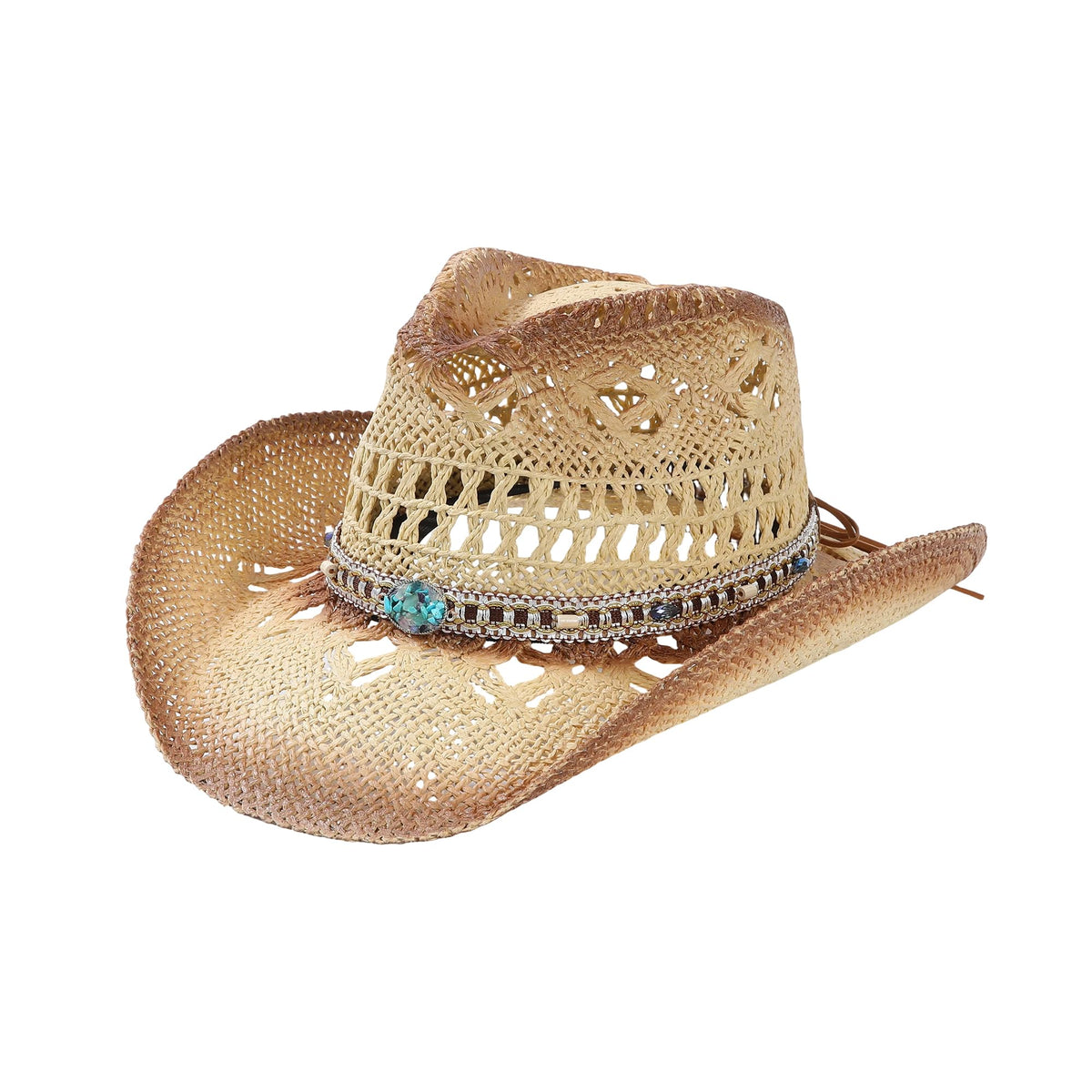 WOOH Cowboy Hats for Women and Men, Straw Cowgirl Hat with Wide Brim, Shapeable Brim and Adjustable Chin Strap for Rodeo